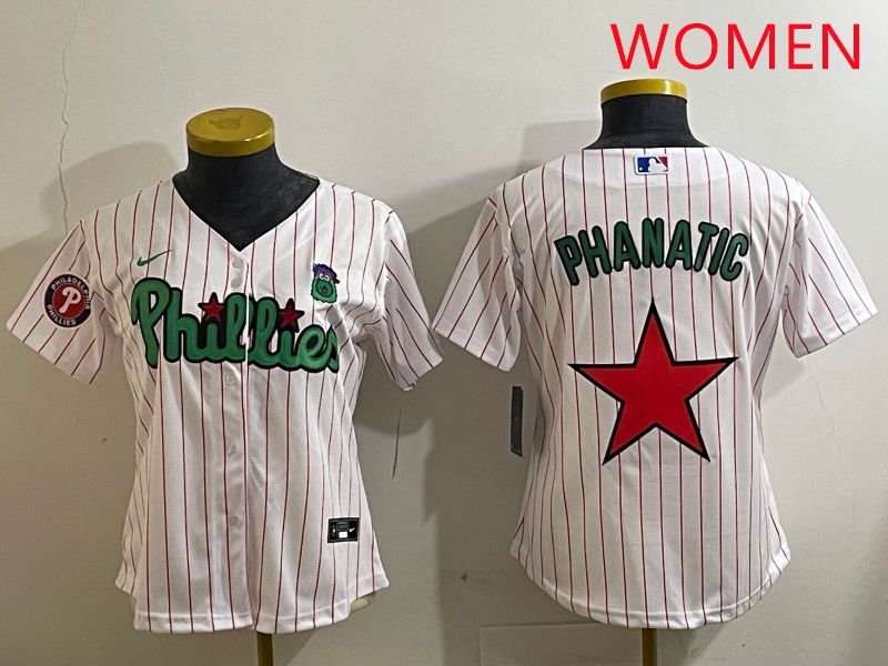 Women Philadelphia Phillies Blank White Stripe Second generation joint name 2025 Nike MLB Jersey style 11